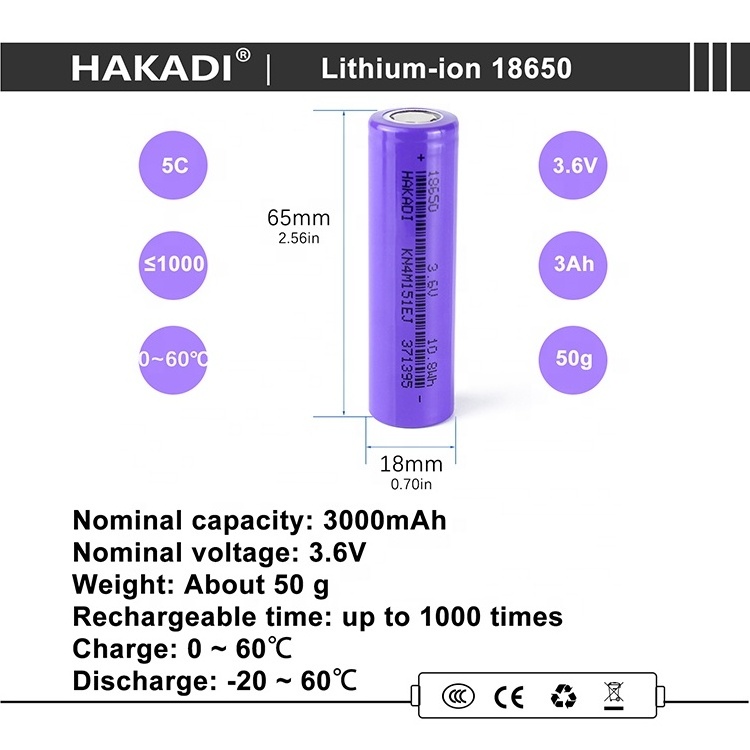 Original 18650 battery 3.7V 3000 mAh lithium battery CE certificate 3.7v 18650 lithium battery