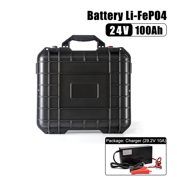 HAKADI Hot Sale Lifepo4 Rechargeable 24V 100Ah Battery Pack Build-in BMS With 10A Charger RU Stock Fast Delivery