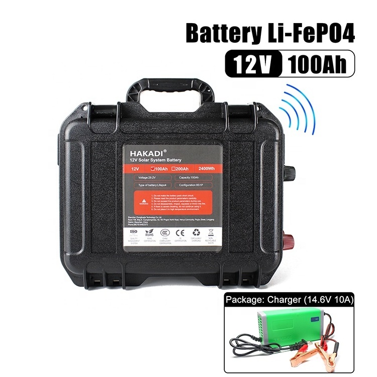 12V 100Ah LiFePO4 Battery For Electric Outboard Thrust Trolling Motor Rowing Boat ABS Housing With Smart BMS