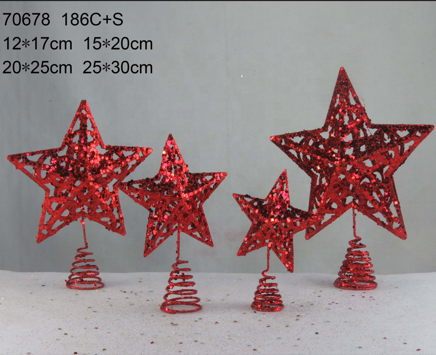 high quality Christmas tree decoration star glitter metal star tree topper star for festival decoration