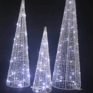 various size Christmas lighted cone tree crafts for festival holiday Xmas decoration