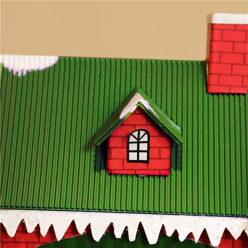 handmade lighted paper Christmas miniature houses village with led lights and snow for festival decoration