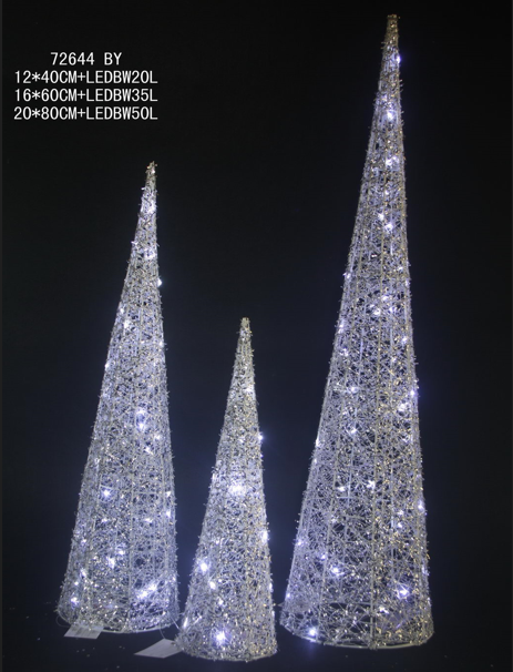 various size Christmas lighted cone tree crafts for festival holiday Xmas decoration