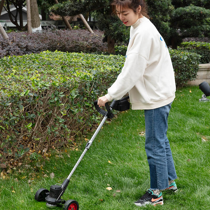 21V Lithium hand push lawn Mower Electric grass trimmer  cordless Brush Cutter with wheels  for garden