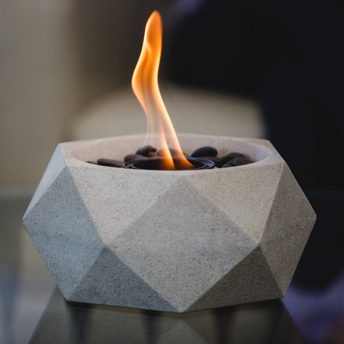 Hakim Supply Concrete Table Top Fire Pit Bowl Mini Alcohol Fireplace Portable Fire Pit Indoor Outdoor Smores Maker 2 Stai