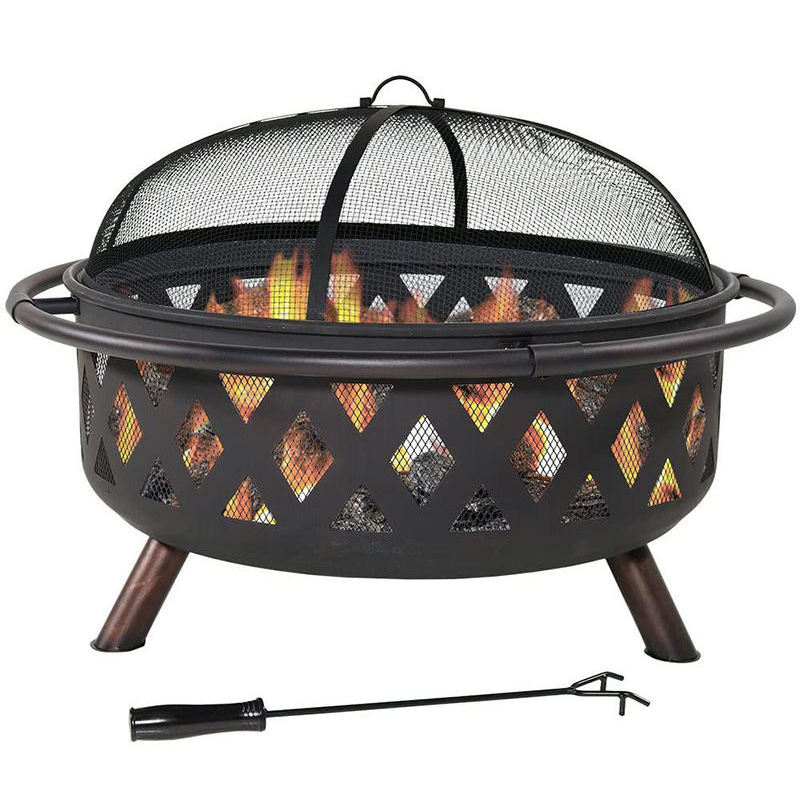 New Upgrade Wood Burning Outdoor Garden Square Metal Iron Table Fire Pit