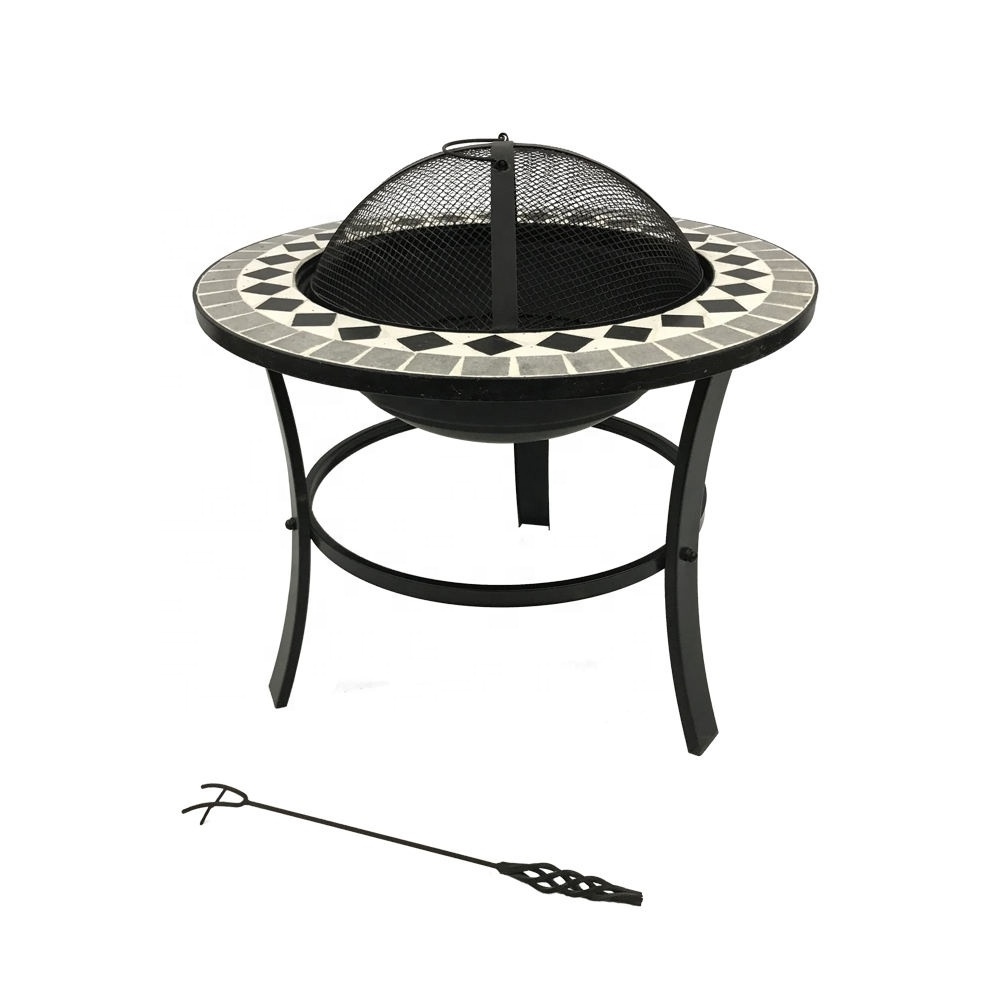 Outdoor Round Heavy Duty Fire Pit Table With Cover