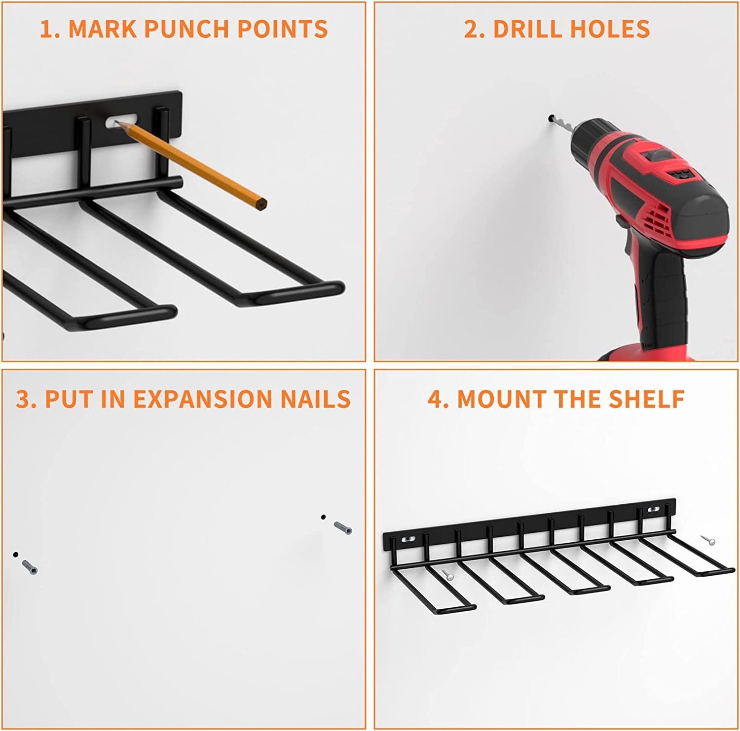 Heavy Duty Floating Tool Shelf for Workshop Shed Pegboard Power Tool Holder Organizer Wall Mount