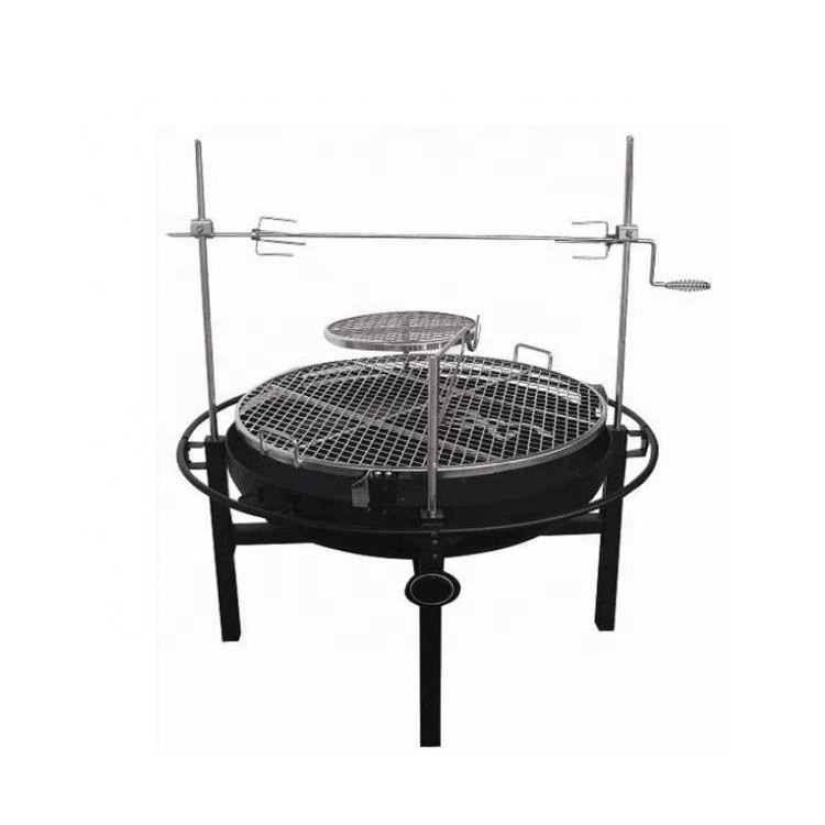 Multifunction Fire Pit Grill Rotary Charcoal Rotating BBQ Rotisserie Grill with 2 layers Cooking Grid Outdoor Garden