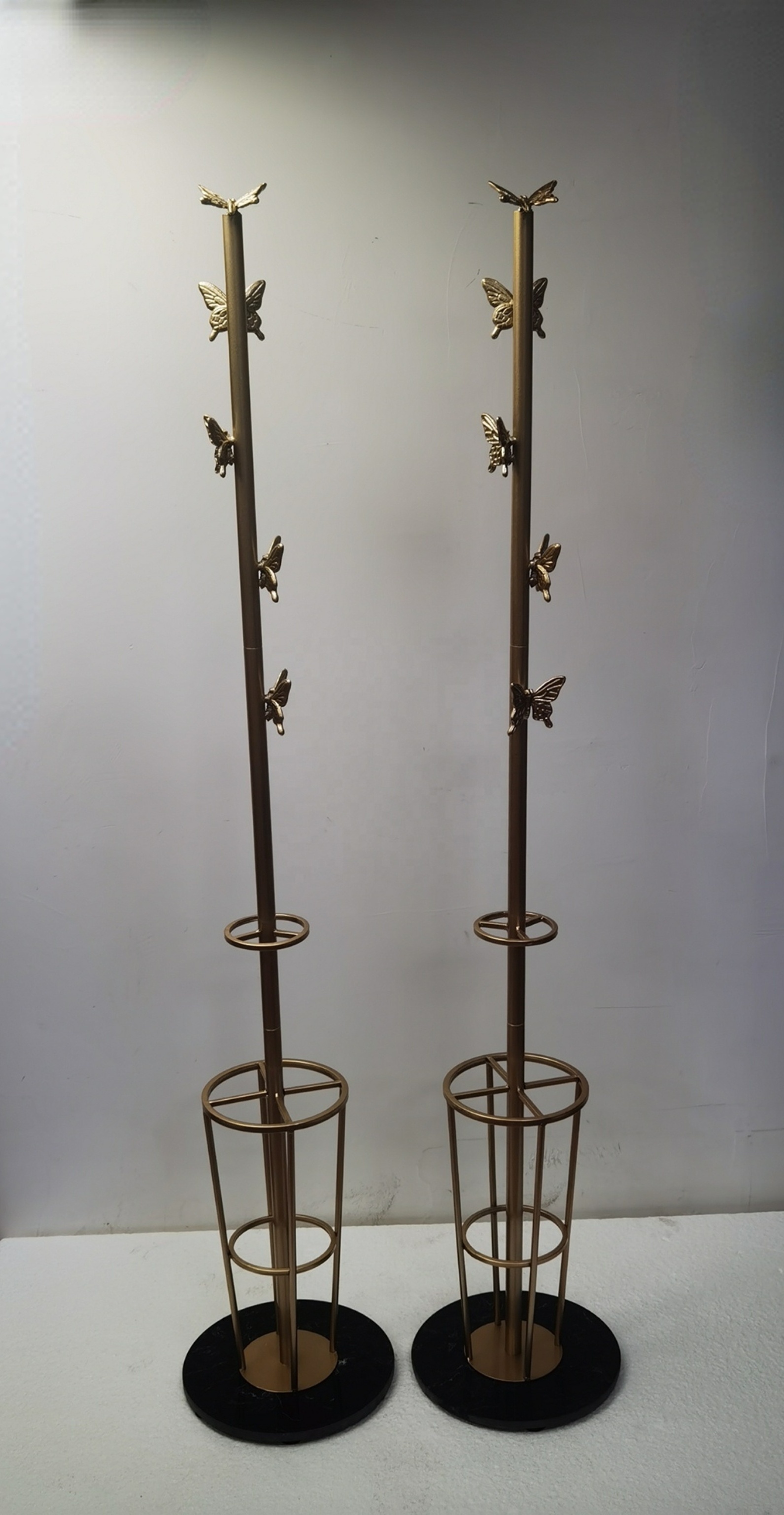 2023 New Arrival Marble Base Gold Umbrella Stand Bedroom Floor Coat Hanger Storage Tree Racks With Umbrella Holder