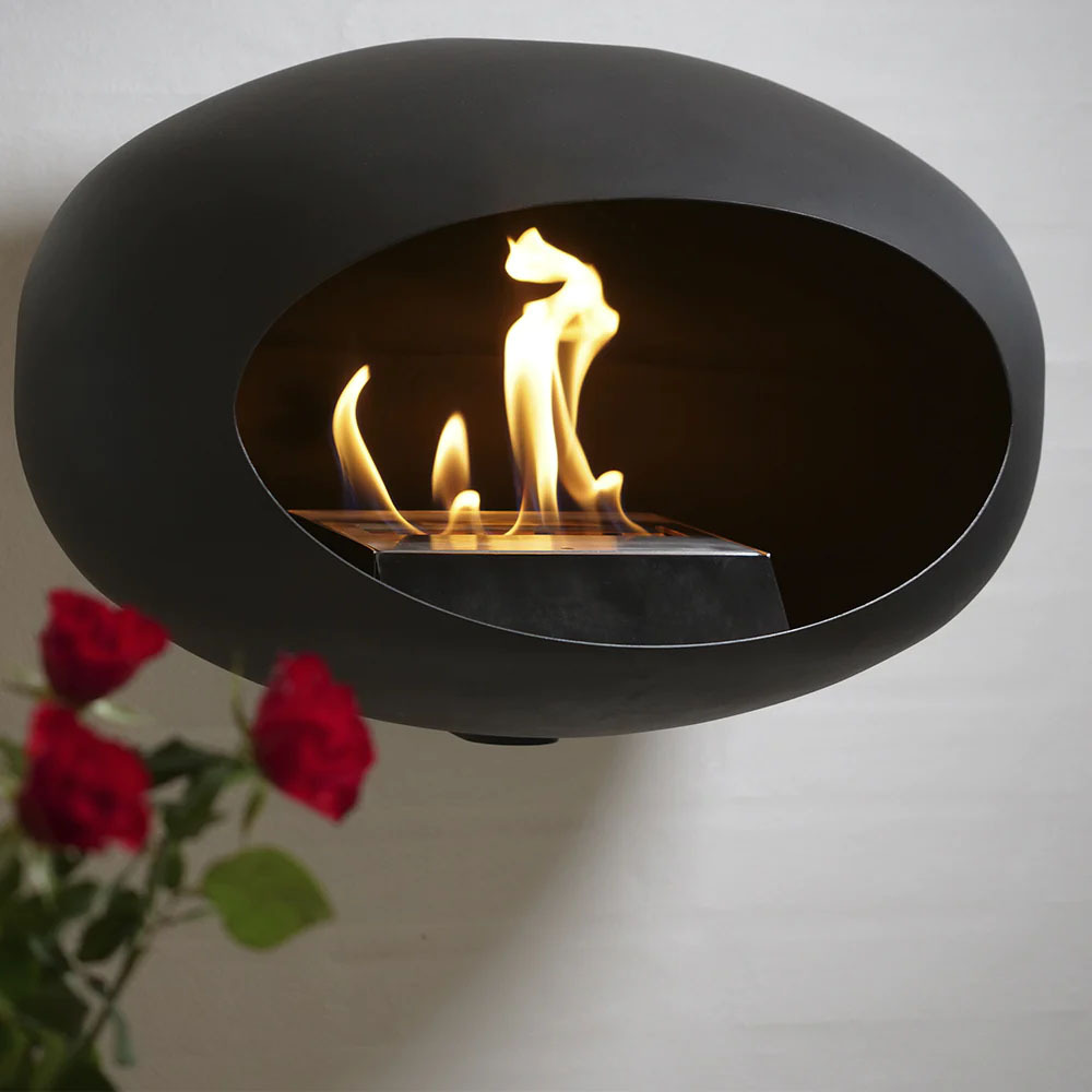 Hakim Modern Design Indoor Real Fire Ethanol Fireplace Ethanol Burner Black Wall Bioethanol Fireplace