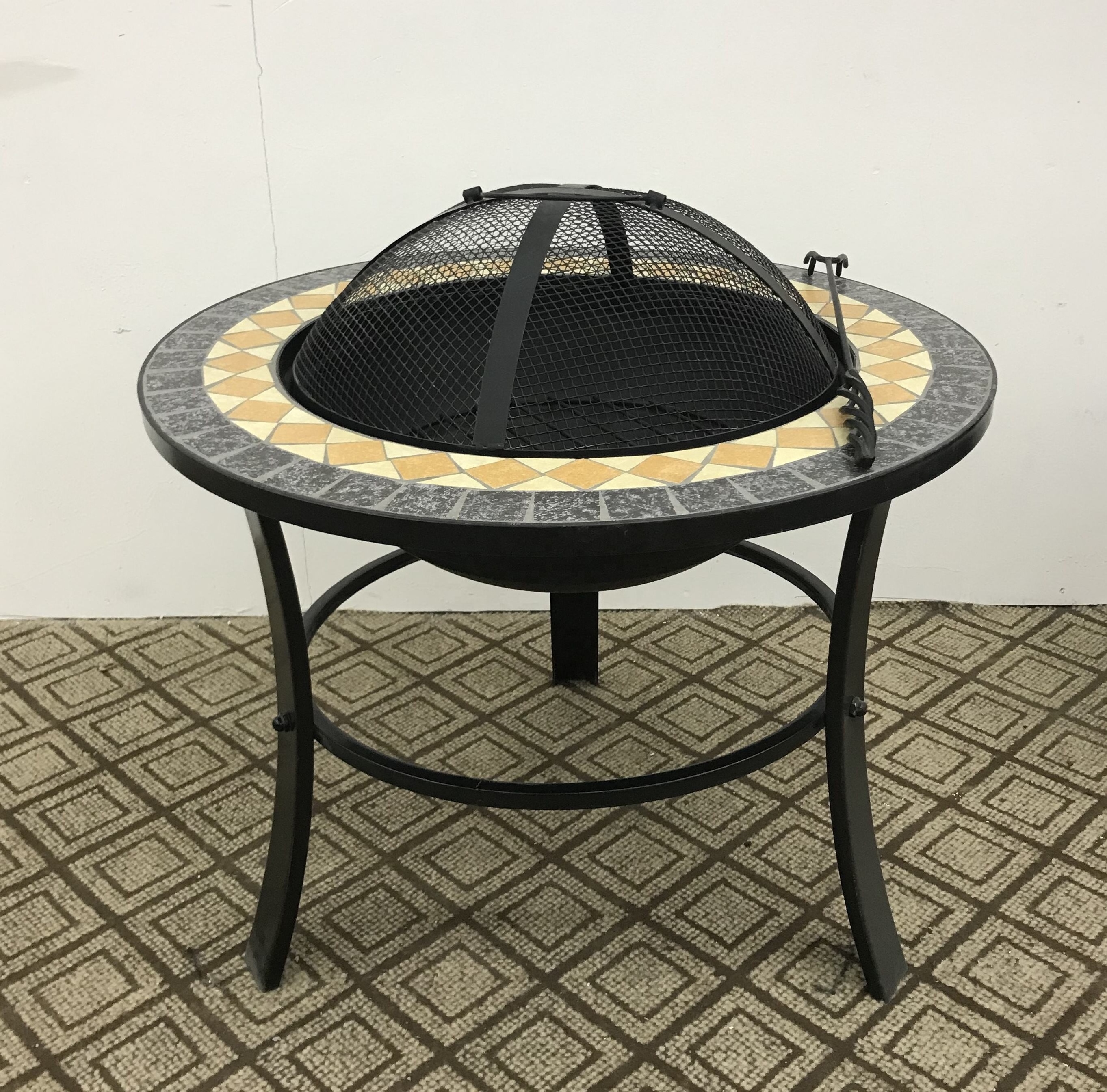 Mosaic Fire Pit Table For Garden Outdoor Barbecue Cooking Table Stove Grill