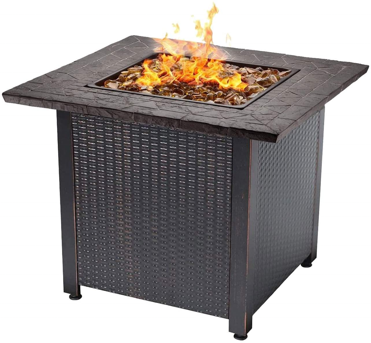 Square Black Metal Fire Pits Fireplace Outdoor Gas Table Fire Pit Outdoor Heating