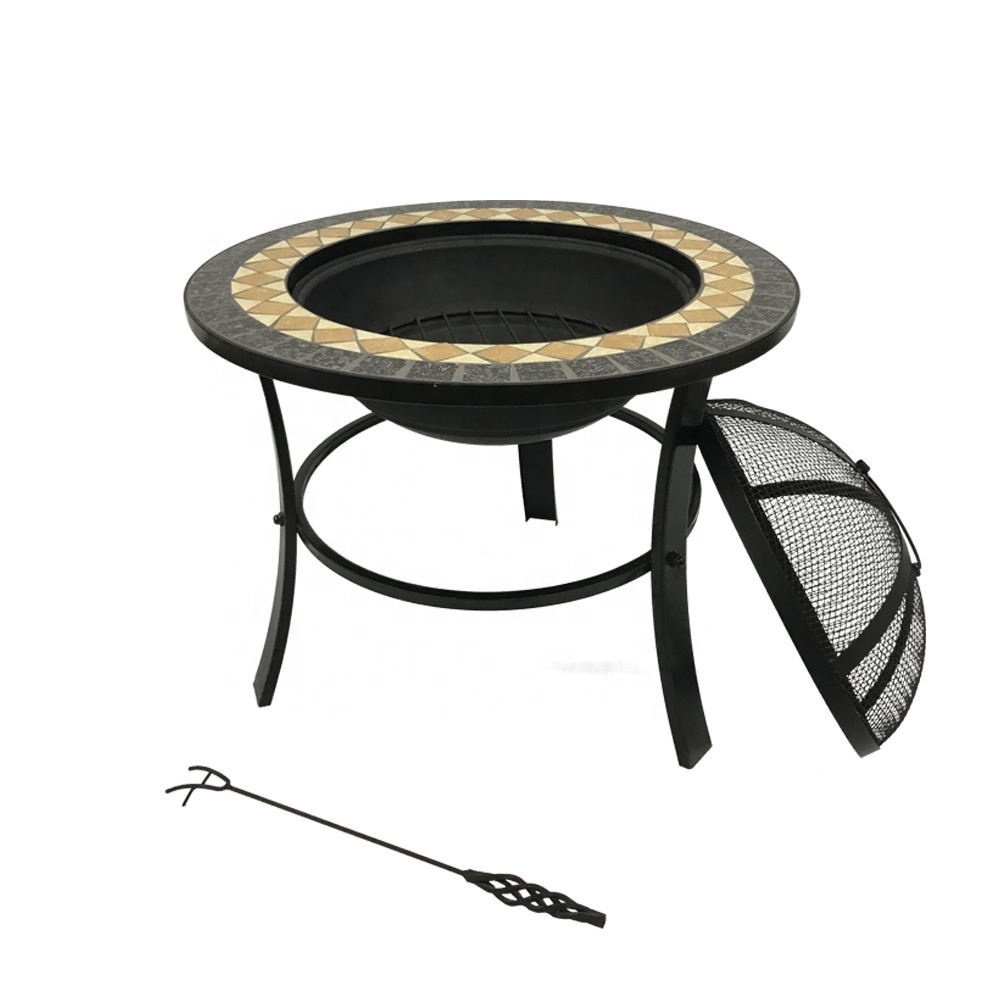 Mosaic Fire Pit Table For Garden Outdoor Barbecue Cooking Table Stove Grill