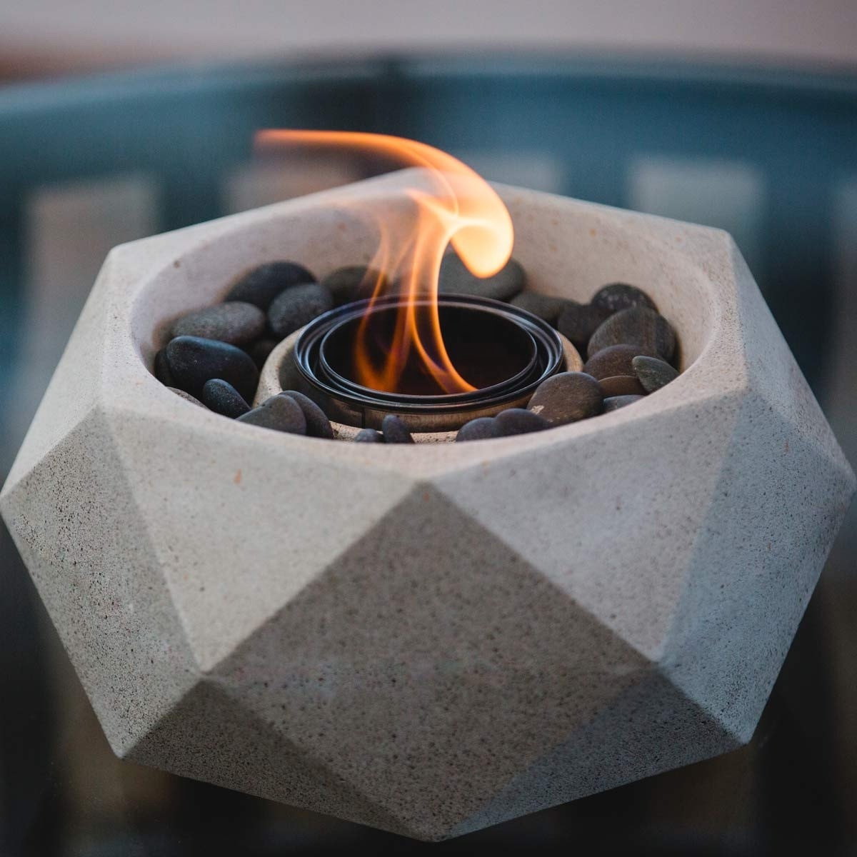 Hakim Supply Concrete Table Top Fire Pit Bowl Mini Alcohol Fireplace Portable Fire Pit Indoor Outdoor Smores Maker 2 Stai