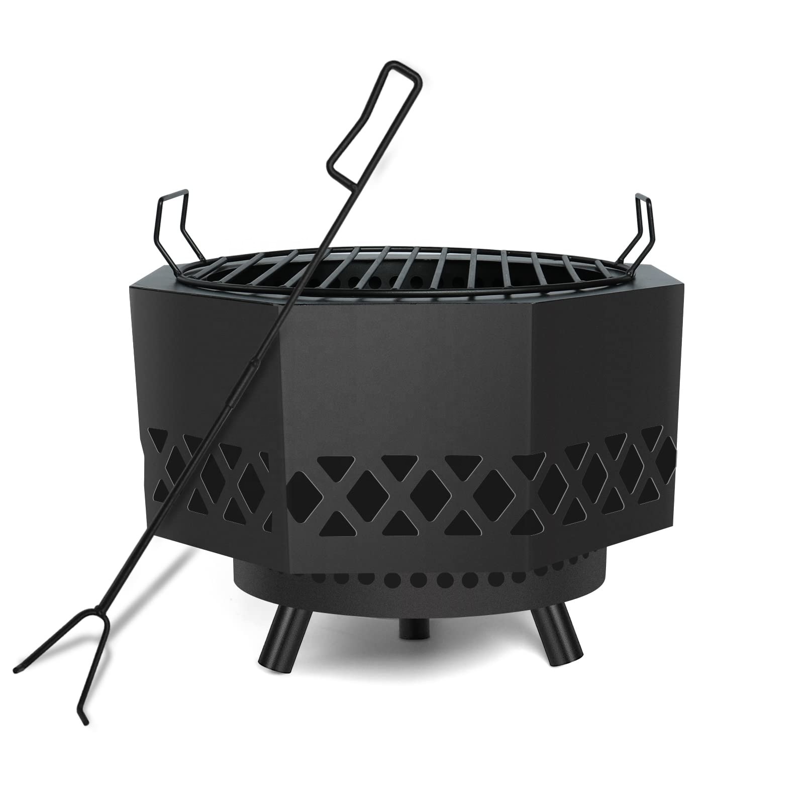 Wood Burning Brazier for Outside Outdoor Small Bonfire Pit Steel Firepit Bowl for Patio Camping Backyard Deck Picnic Porch