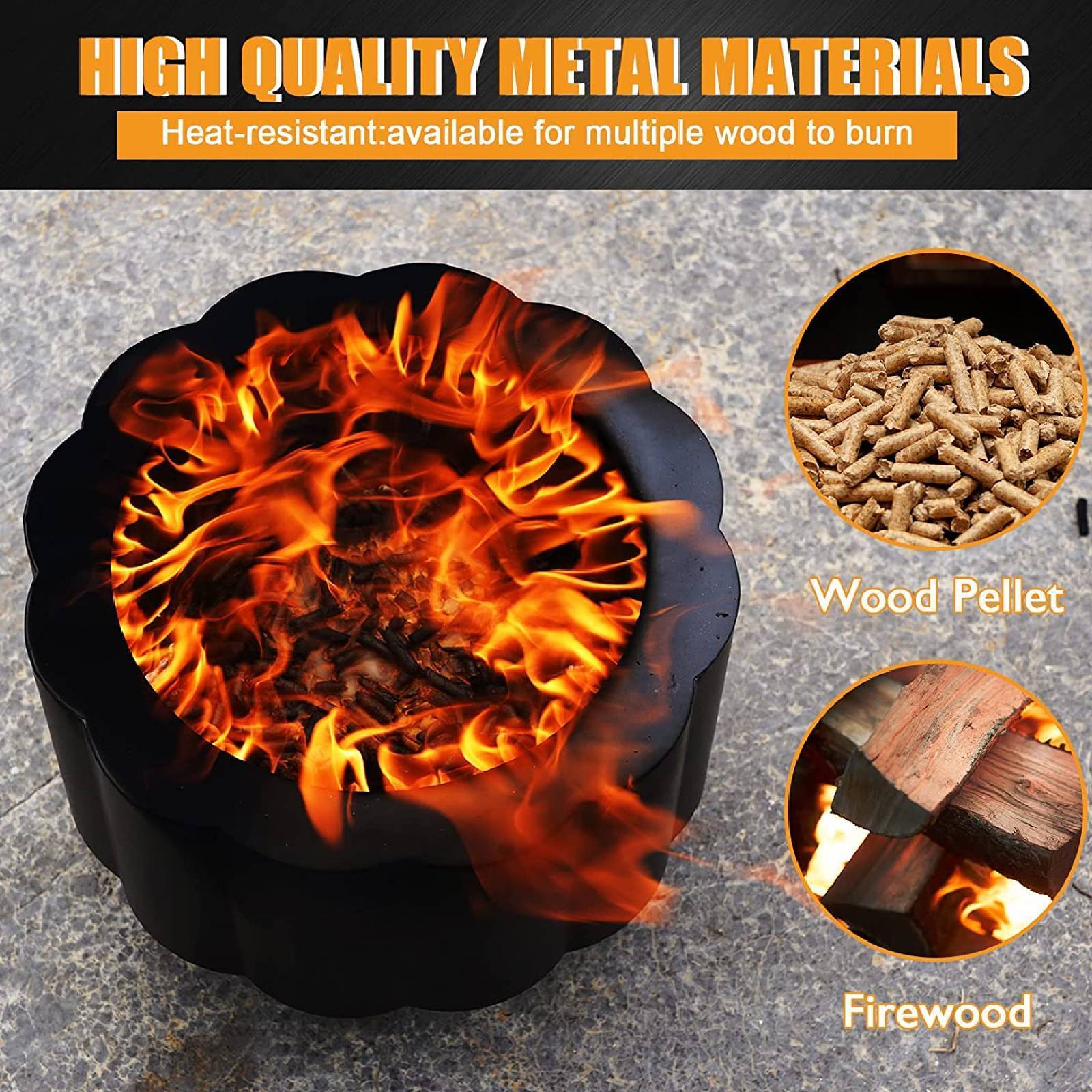 Smokeless Wood Pellet Fire Pit with Detachable Ash Tray Low Smoke Wood Burning Stove Outside Bonfire Fire Pit for Camping Patio