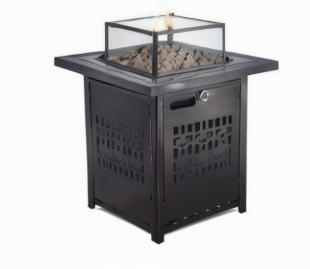 Top Fashion Portable Gas Fire Pit Table Factory Direct Sale Hot Garden Furnitures Square Shape Made of Steel Corten Glass