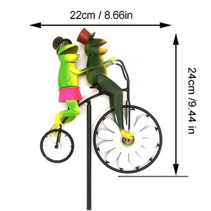 Metal Frog Couple Windmill Bicycle Field Art Metal Ornaments Are Not Afraid Of Wind And Sun Suitable For Decorating Garden Frog