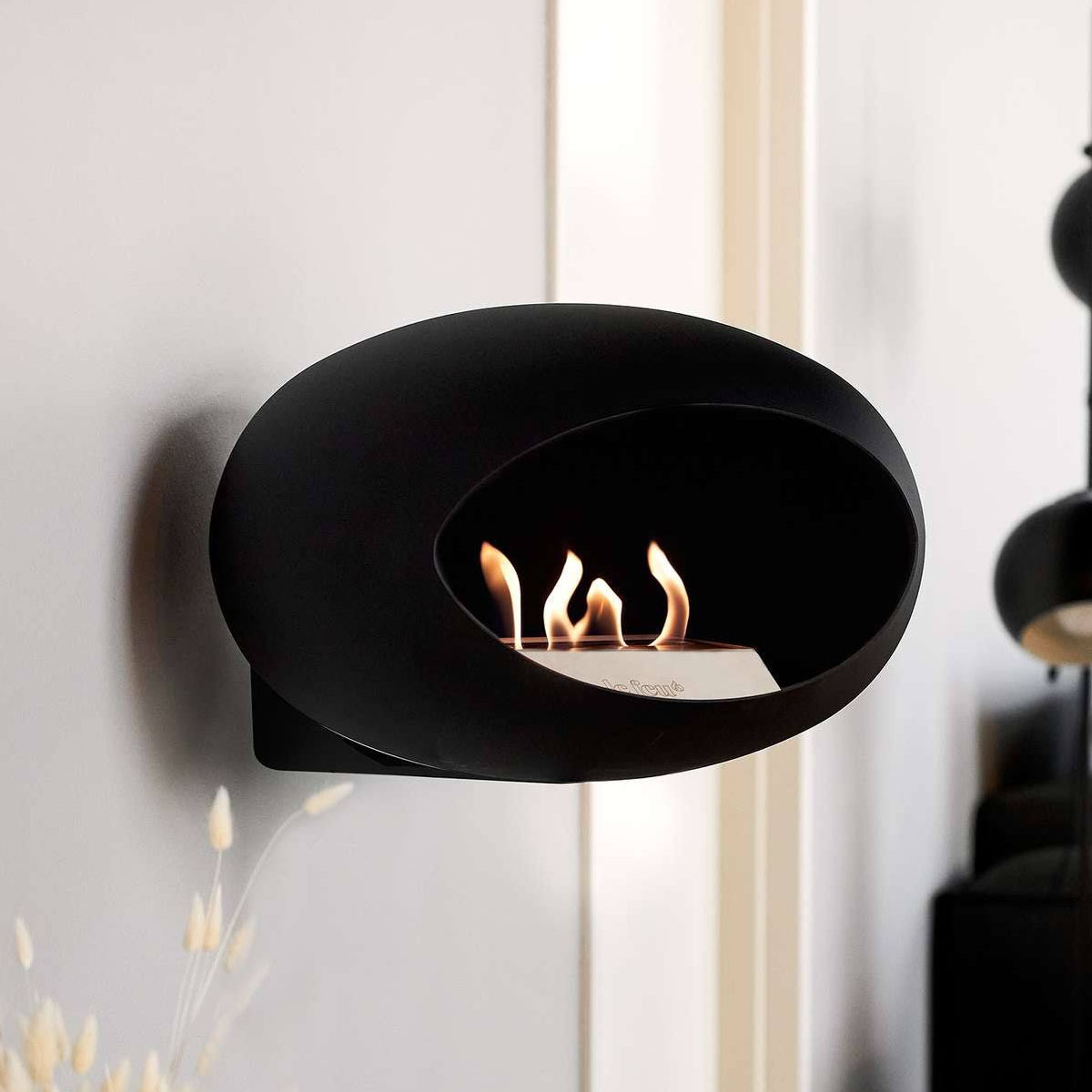 Hakim Modern Design Indoor Real Fire Ethanol Fireplace Ethanol Burner Black Wall Bioethanol Fireplace