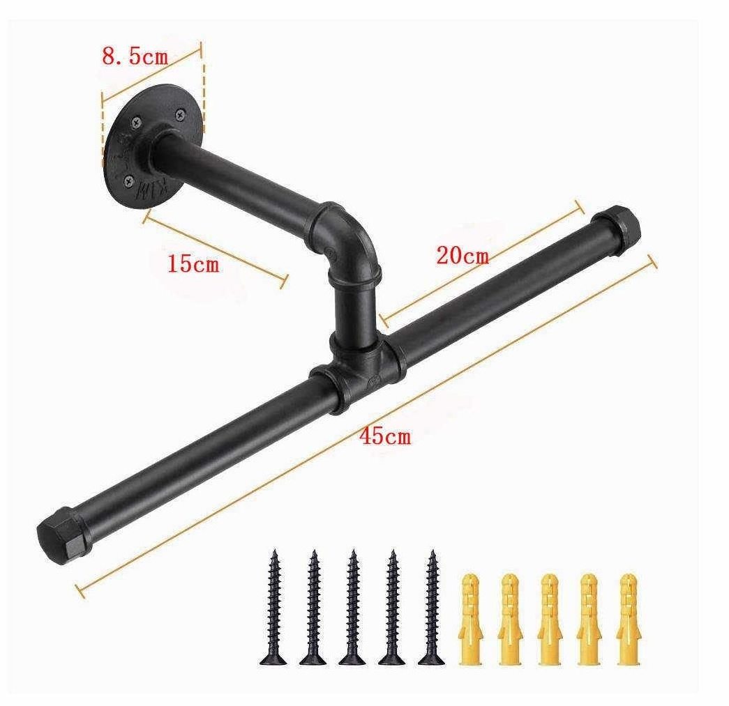 Heavy Duty Industrial Pipe Wall Mounted Hanging Garment Bar Space-saving Easy Assembly Clothes Rod Rack for Closet Storage