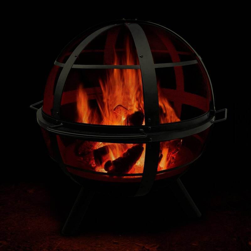 Metal Round Black Backyard Winter Wood Burning Indoor Outdoor Patio Fire Pit for Outside with Round Spark Screen