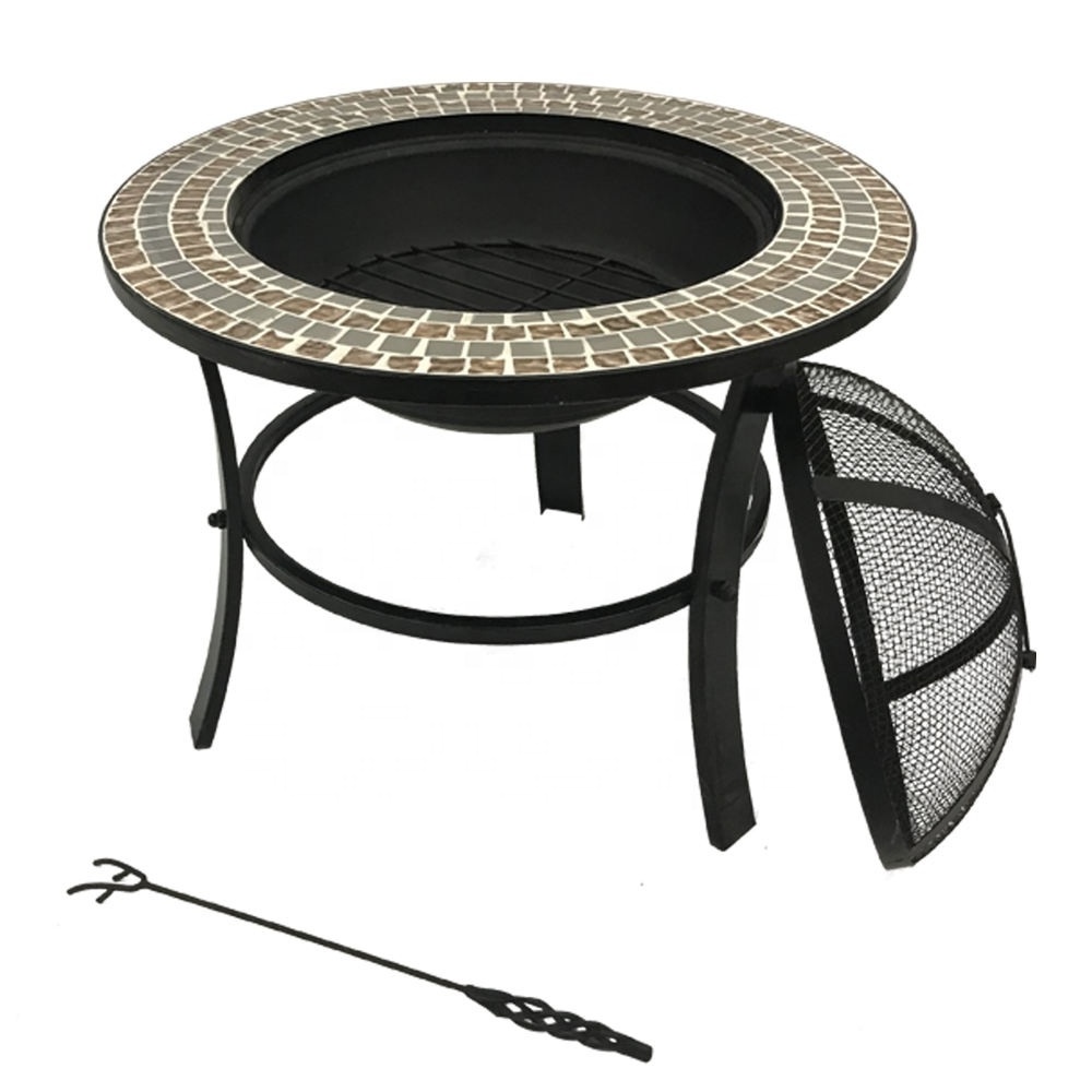 Cheap Factory Direct Sales Round Firepit Table For Bbq Barbecue Table Outdoor Furniture Mosaic