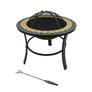 Mosaic Fire Pit Table For Garden Outdoor Barbecue Cooking Table Stove Grill