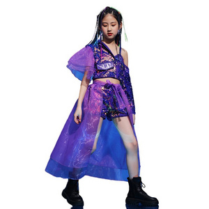 Fashionable 2-Piece Set Performance Wear Girl's Jazz Dance Stage Costumes Teenagers Model Children's Dance Performance Clothes