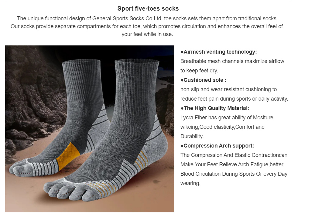 Custom five toe socks separation non slip grip socks high quality quick dry compression sports socks