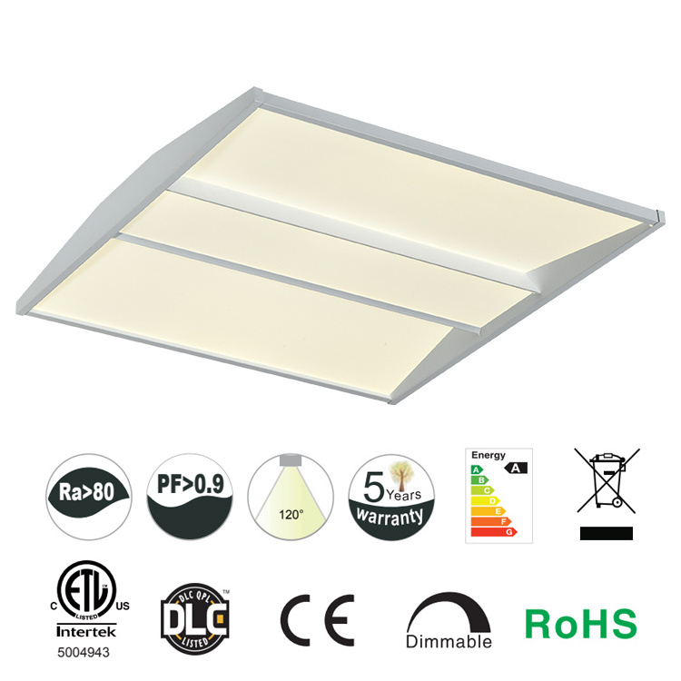 Office School Shopping Mall Flush Mounted Recessed Troffer Lighting 2ft 4ft 36w 50w Led Ceiling Panel Light