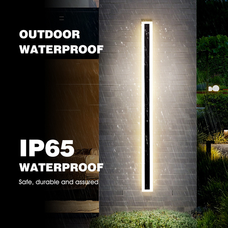 Modern Outdoor Exterior Linear Strip Wall Light Ip65 Waterproof 3000k Warm White Garden Sconce Long Led Wall Lamps