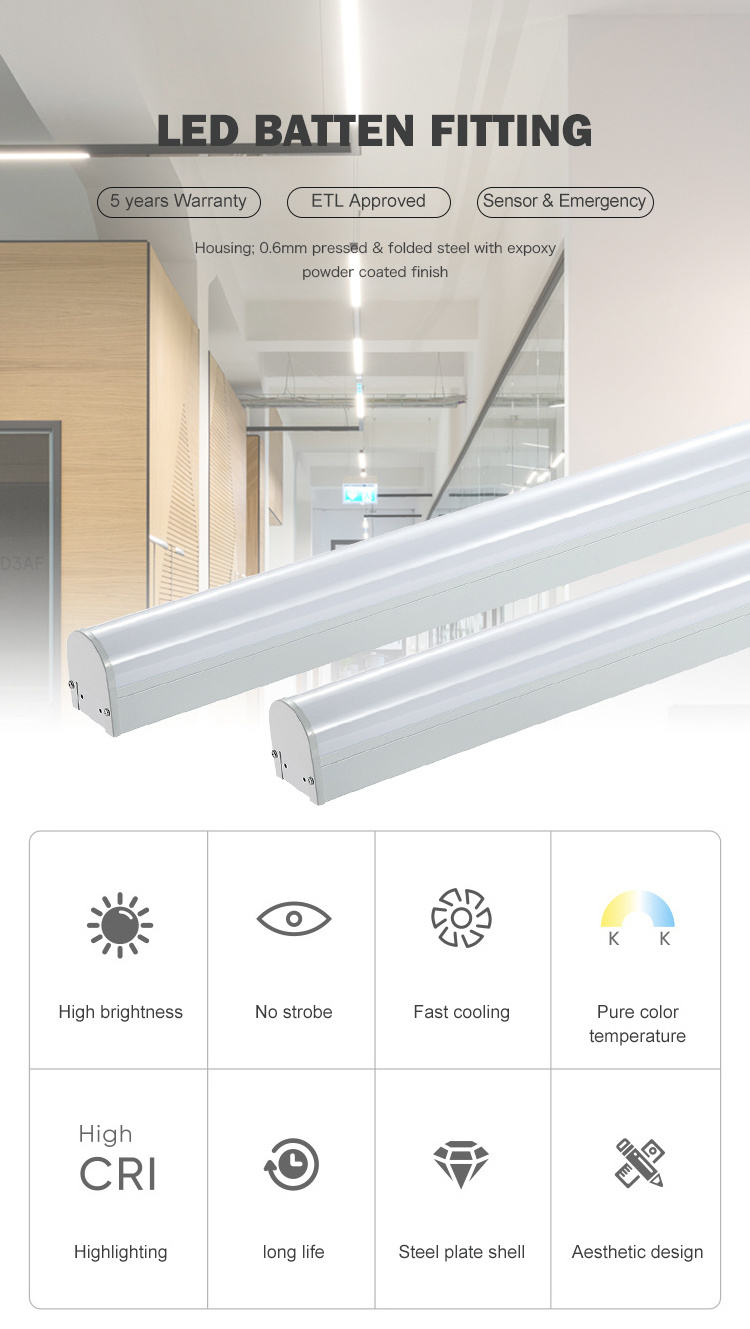 Indoor Linear Lighting Office School Shop 2ft 4ft 8ft 18w 24w 36w 42w 68w Led Batten Tube Light