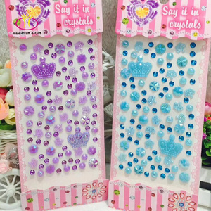 Wholesale Shiny 3D Acrylic Crystal Sheet Purple Rhinestone Gem Self Adhesive Sticker For Kids DIY