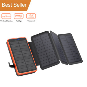 Multi-function Foldable Solar Panel Power Charger Solar Power Bank With LED light SOS For Camping Travel Mobile Phone Laptop PC