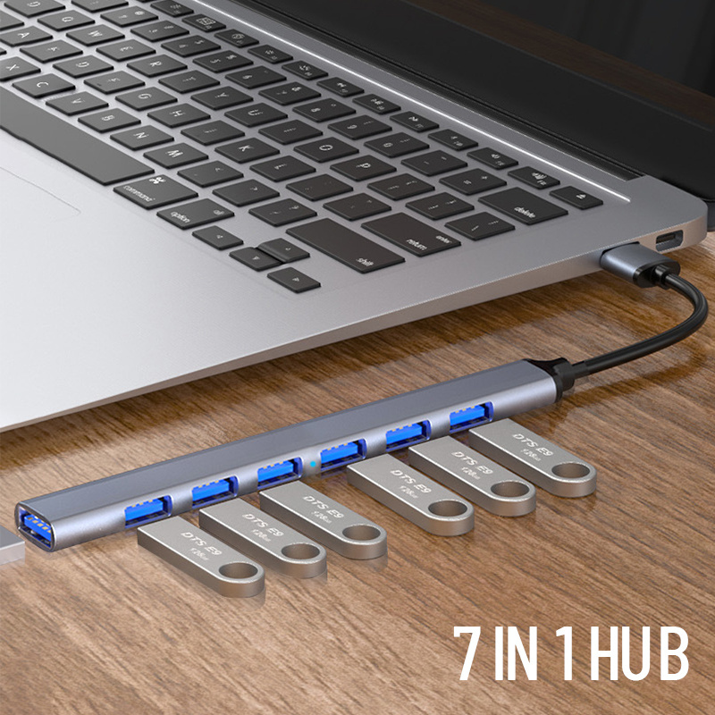 Usb hub with card reader 5 in 1 usb-c 3 .0 por usb hub 7 port