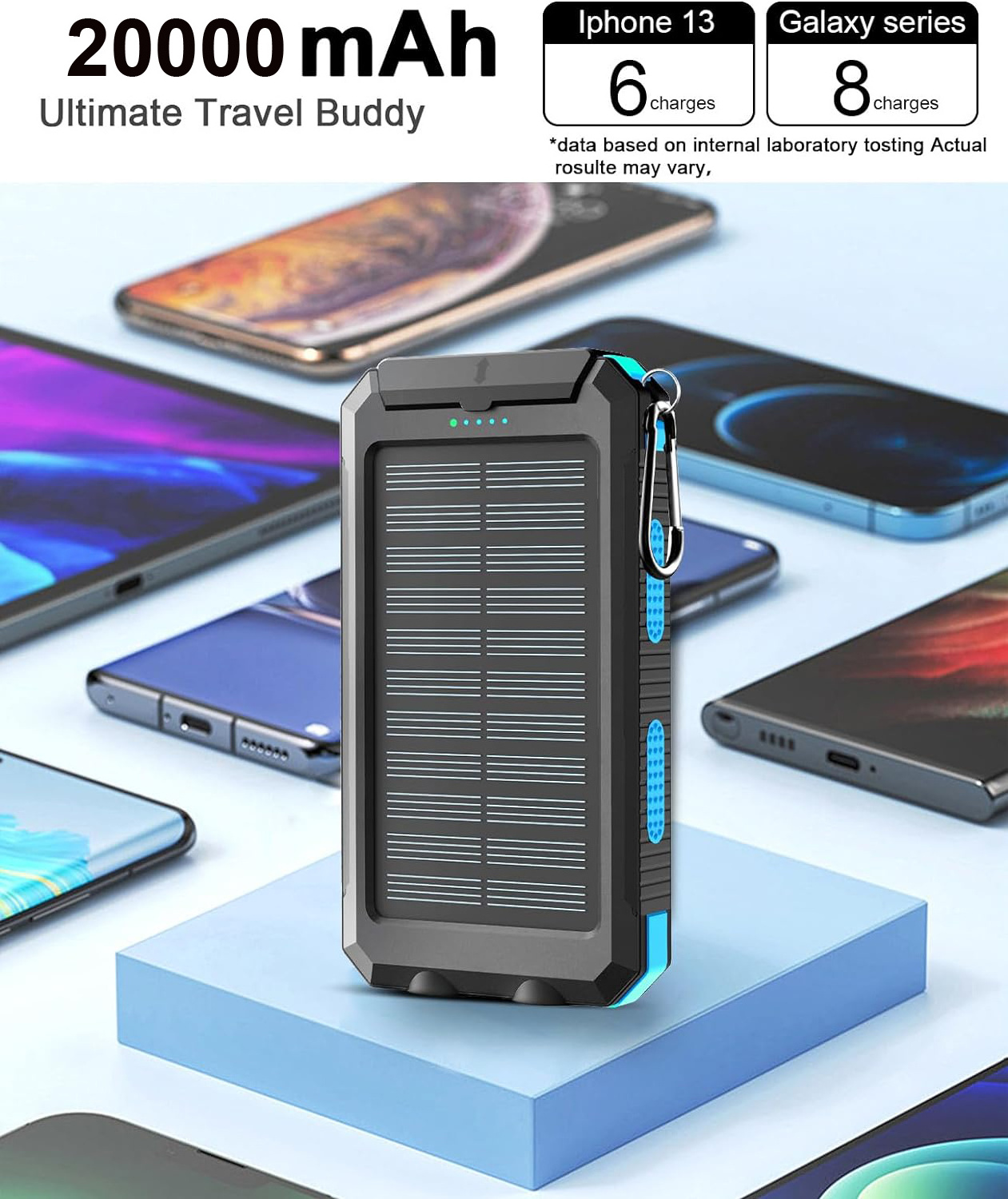 4 in 1 20000 solar energy power bank waterproof solar power bank usb charger 20000mah battery for cell phone smart tablet