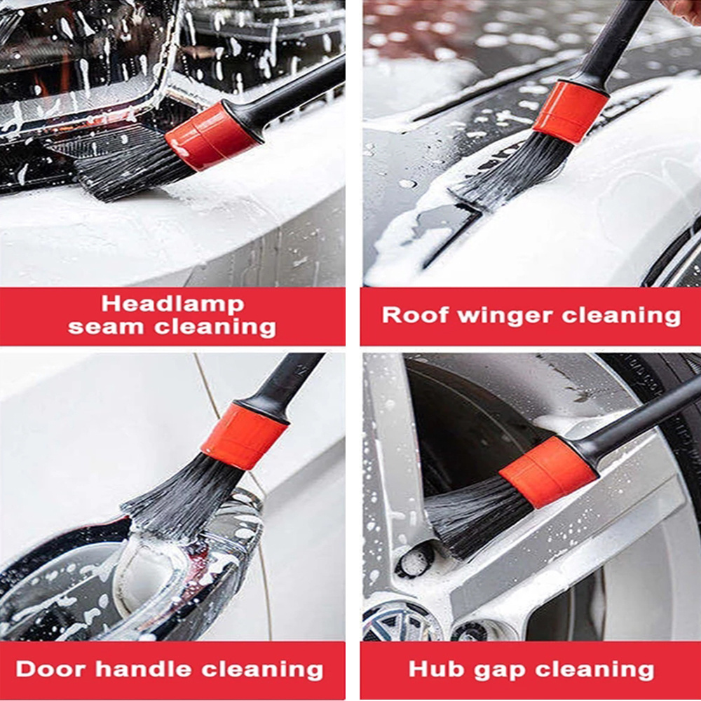 5PCS Car Wash Brush Long Soft Detailing Brush automotive Interior Cleaning Tool Air Conditioner Air Outlet Dashboard Wheel Brush