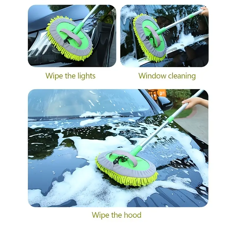 Microfiber Car Wash Brush Mop Kit, Mitt Sponge With Long Handle Car Cleaning Supplies Kit Duster Washing Car Tools