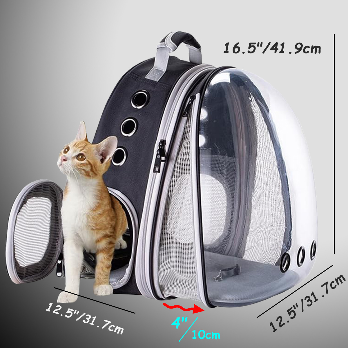 Fit up to 12 lbs Space Capsule Bubble Window Pet Carrier Back Expandable Cat Backpack Carrier for Cat for Small Puppy