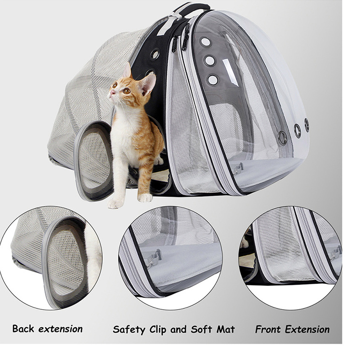 New Product Expandable Clear Bubble Cat Backpack Carrier for Small Puppy and Large Fat Cat for Vet Transport Pet Book Bag BestSuppliers