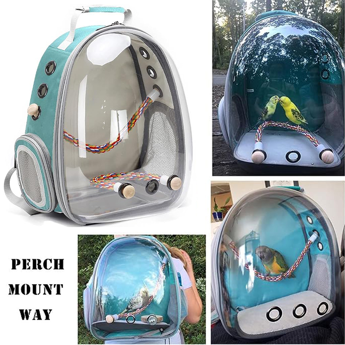 Wholesale New Products Pet Bird Carrier Parrots Backpack for Travelling Hiking With Stainless Steel Tray and Standing Perch