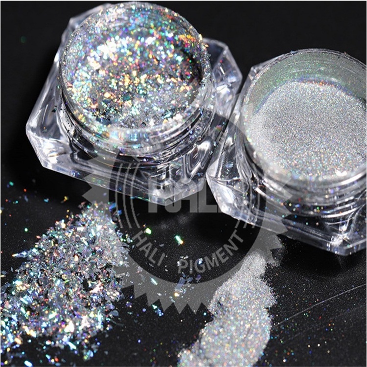 Laser Yucca Flakes for Nails Sequins Holographic Glitter Powder Galaxy Holo Nail Bling Rainbow Nail Art Paillettes SF2010