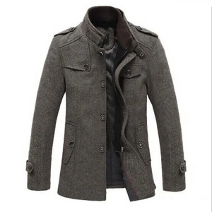 New Arrival Best Quality Woolen Men Coats New Fall Winter Men's Fashion Wool Blend Jacket Stand Collar Windproof Pea Coats