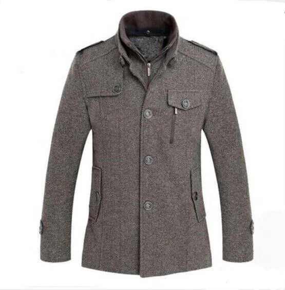 New Arrival Best Quality Woolen Men Coats New Fall Winter Men's Fashion Wool Blend Jacket Stand Collar Windproof Pea Coats