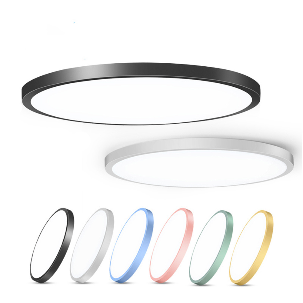 Surface Mounted Metal Ultra Thin Multicolor Pink Black Yellow Green Blue  Round Led Ceiling Light for bedroom living room