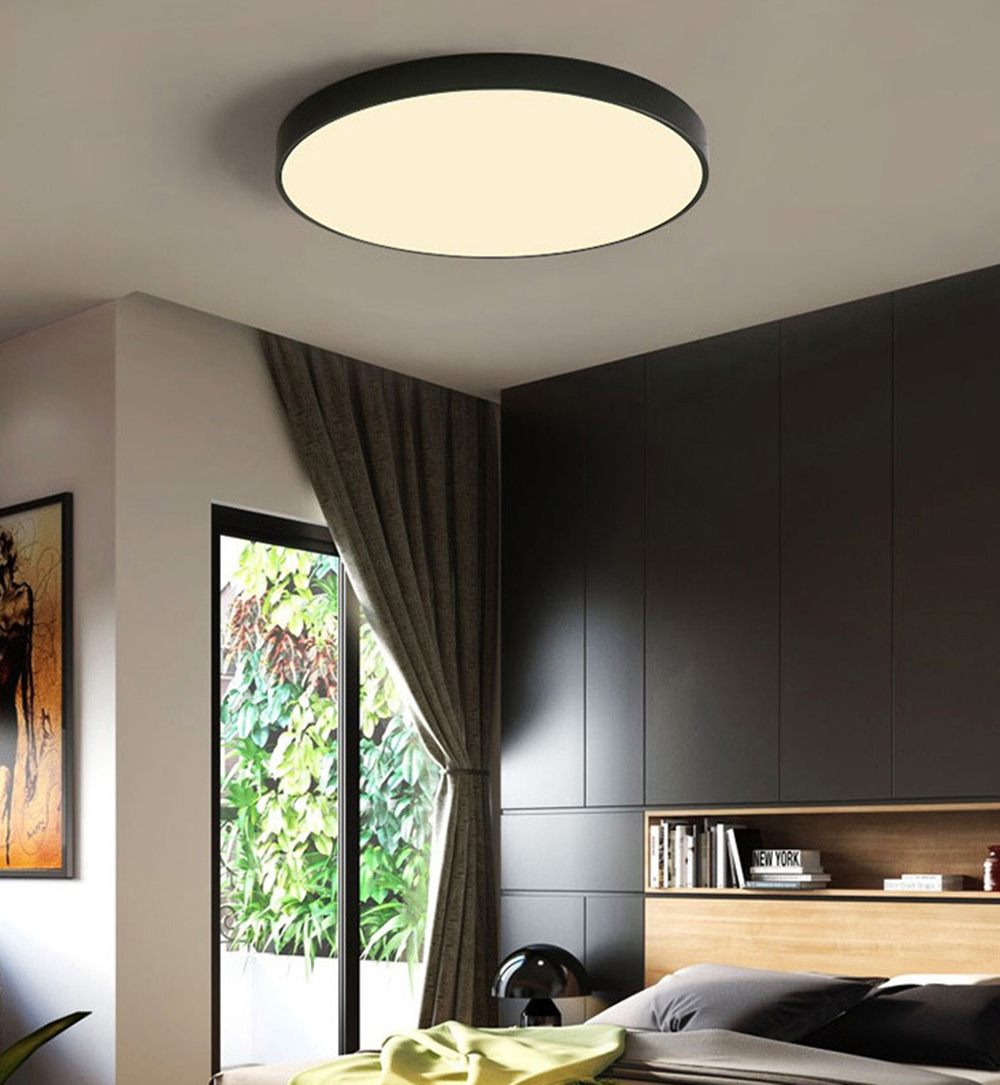 Surface Mounted Metal Ultra Thin Multicolor Pink Black Yellow Green Blue  Round Led Ceiling Light for bedroom living room