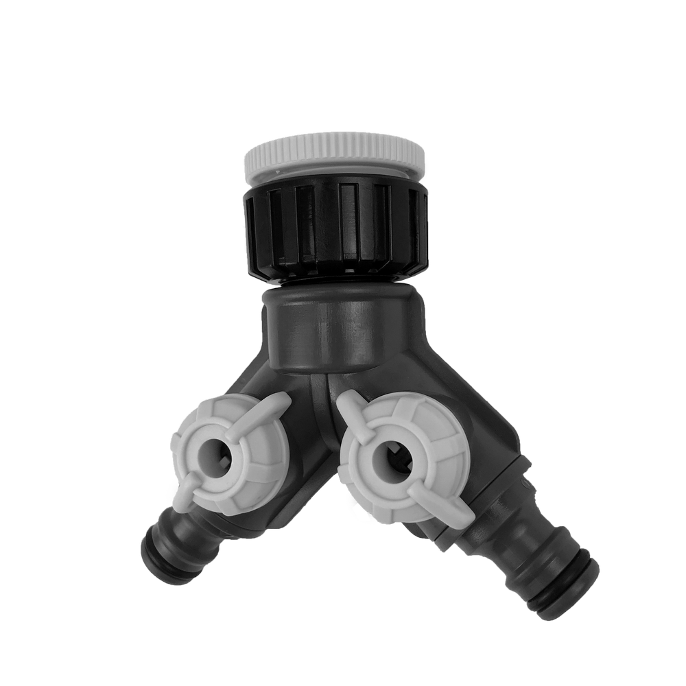 2- Way Hose Connector Y shape Quick Connection Two Individual Control Valves Connect Watering Devices Separately