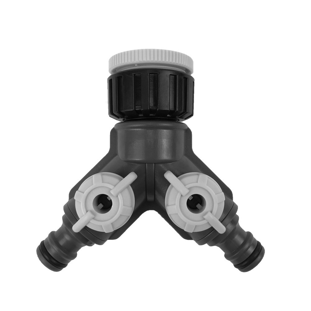 2- Way Hose Connector Y shape Quick Connection Two Individual Control Valves Connect Watering Devices Separately