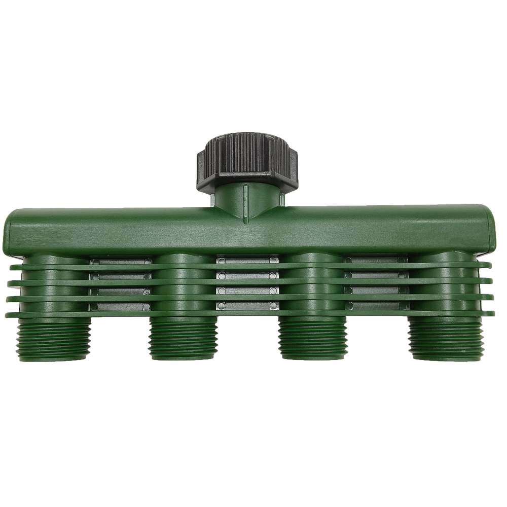 3/4'' Garden Hose Connector 4 Way Splitter Watering Outlets Tap Adaptor Individual Control Manifold Irrigation Water Diverter